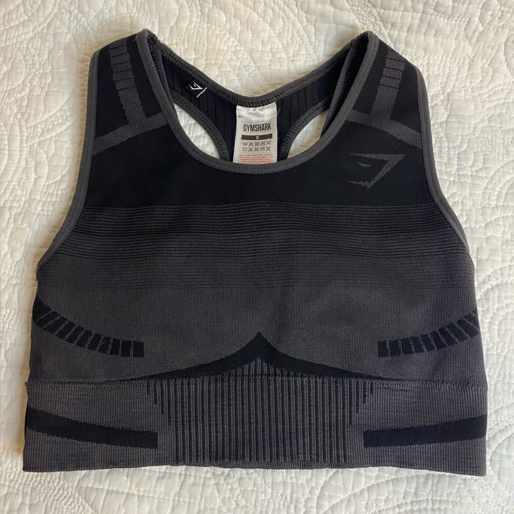 Gymshark Seamless Sports Bra Black Grey Racerback‎ Womens Small
